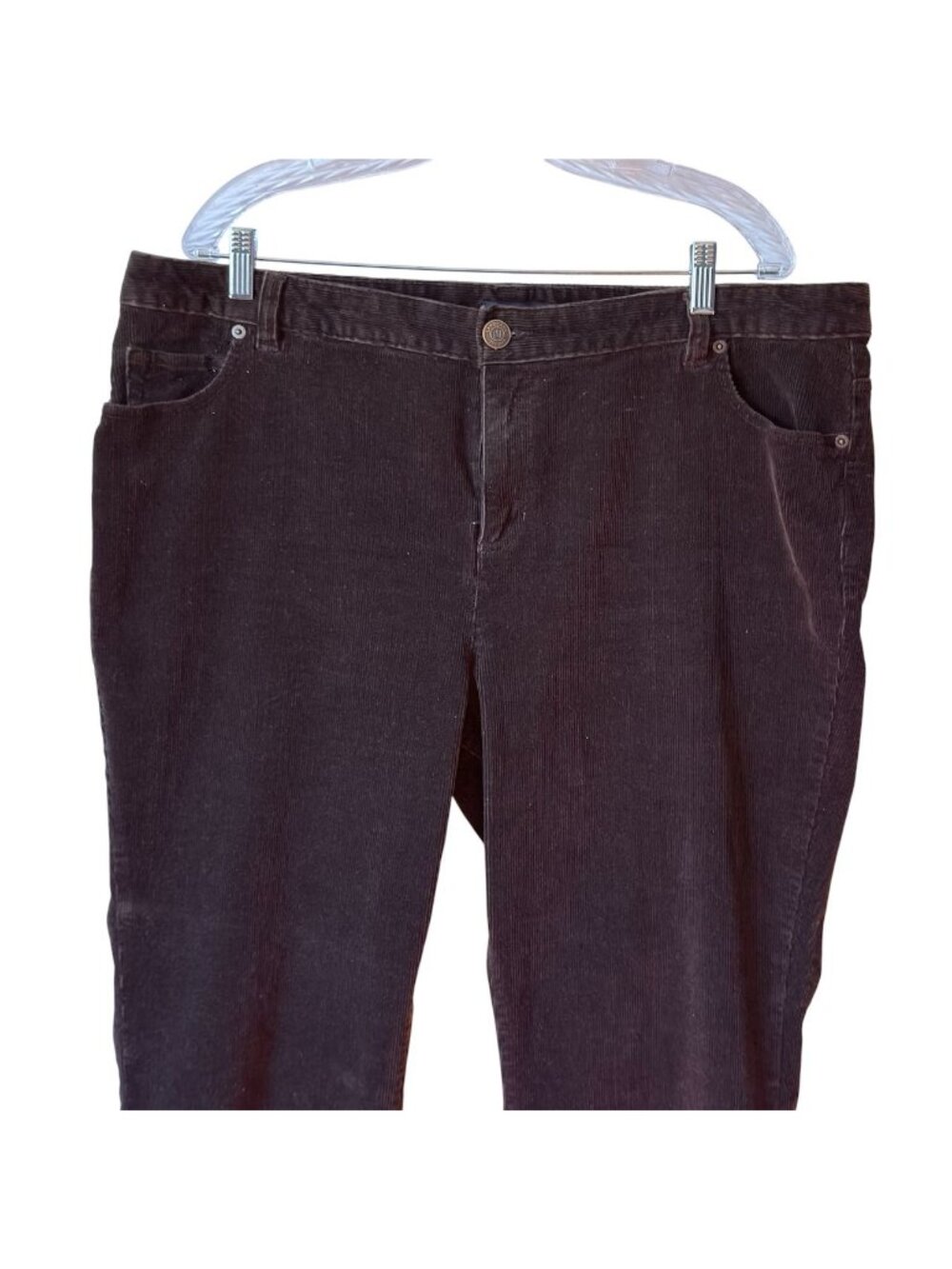 Lands End Womens Pants 18 Fit 2 Size 18 Brown Corduroy 42 x 31 Stretch